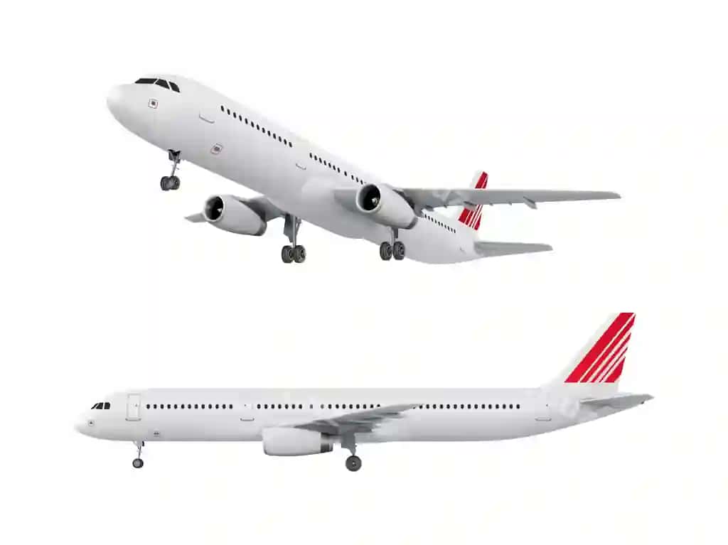Realistik paravitiy samolyot turli ko'rinishlar vektor 3d model samolyot ajralangan oq fonda | Realistic aircraft passenger plane different views vector 3d model airplane isolated white background