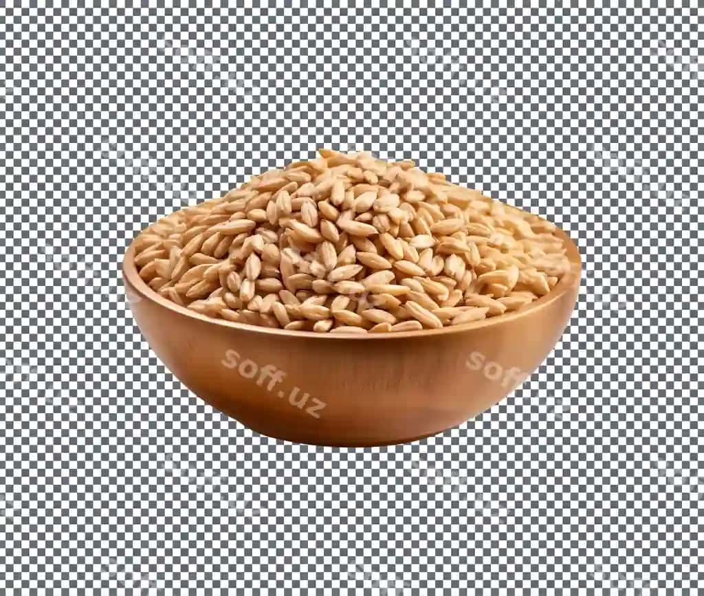 Yong'iq chaqmoq farro shaffof fonda isolatsiya | Wooden bowl farro isolated transparent background
