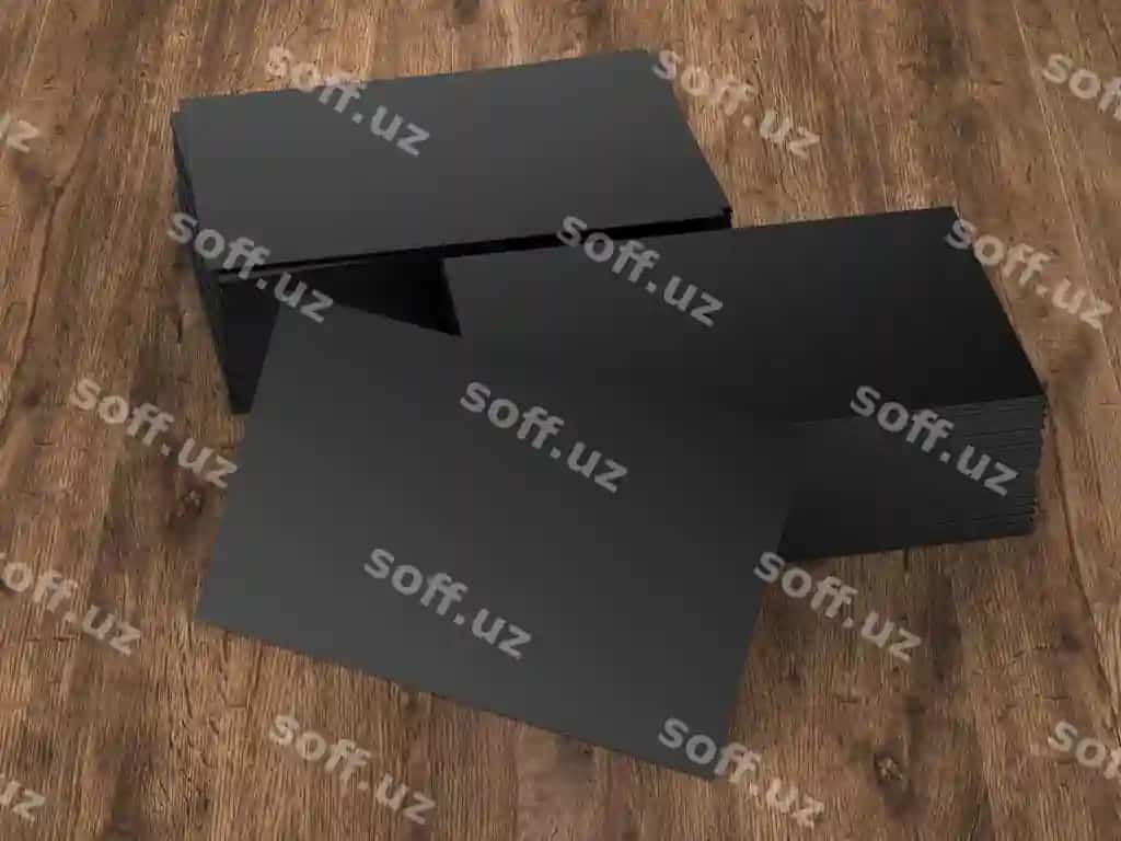 3d rendering qora ismlik kartochkalar joyi yog'och stol | 3d rendering stack black name cards wooden table
