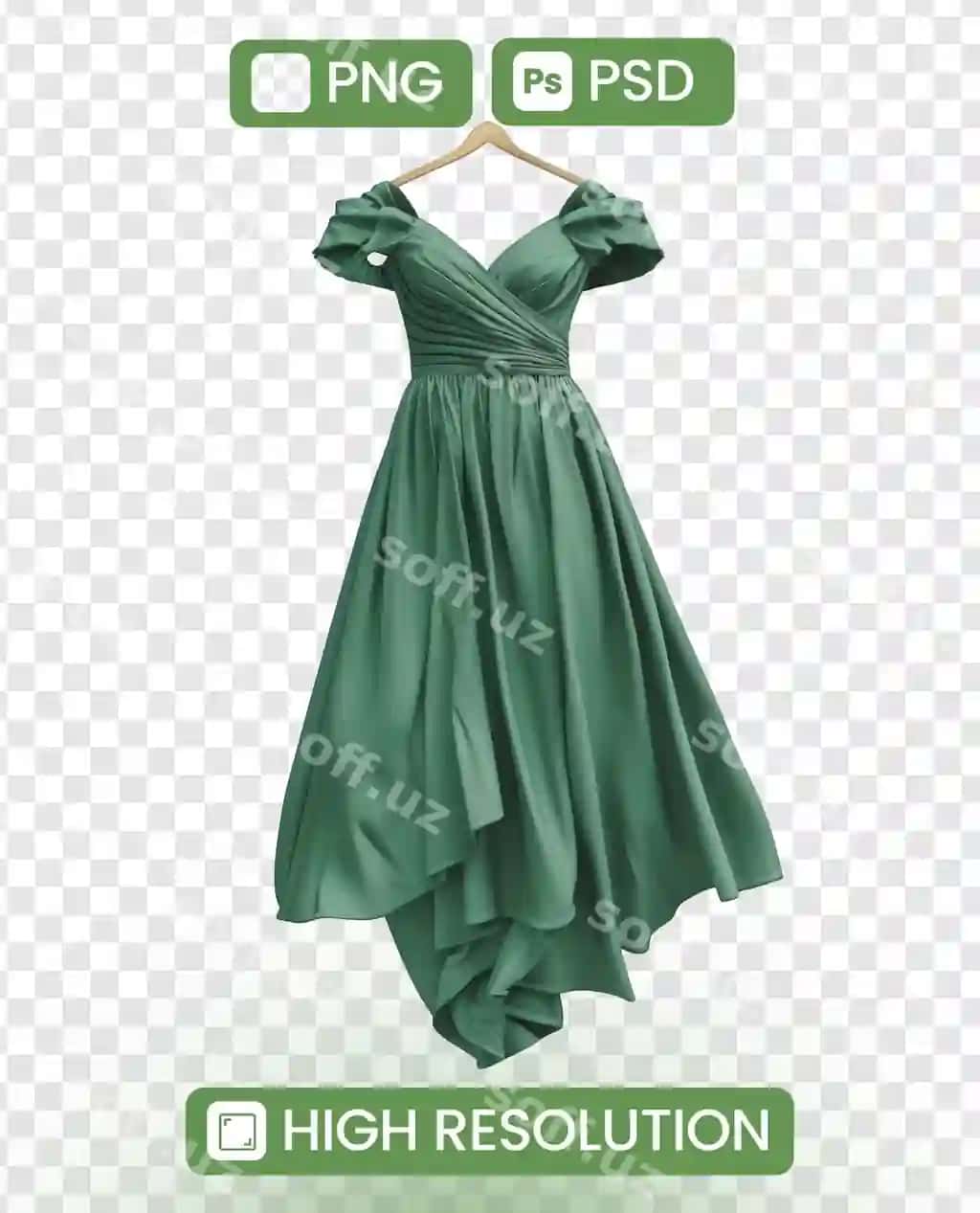 Yashil kostyum yashil rangda, oq fonli | Green dress with green color white background