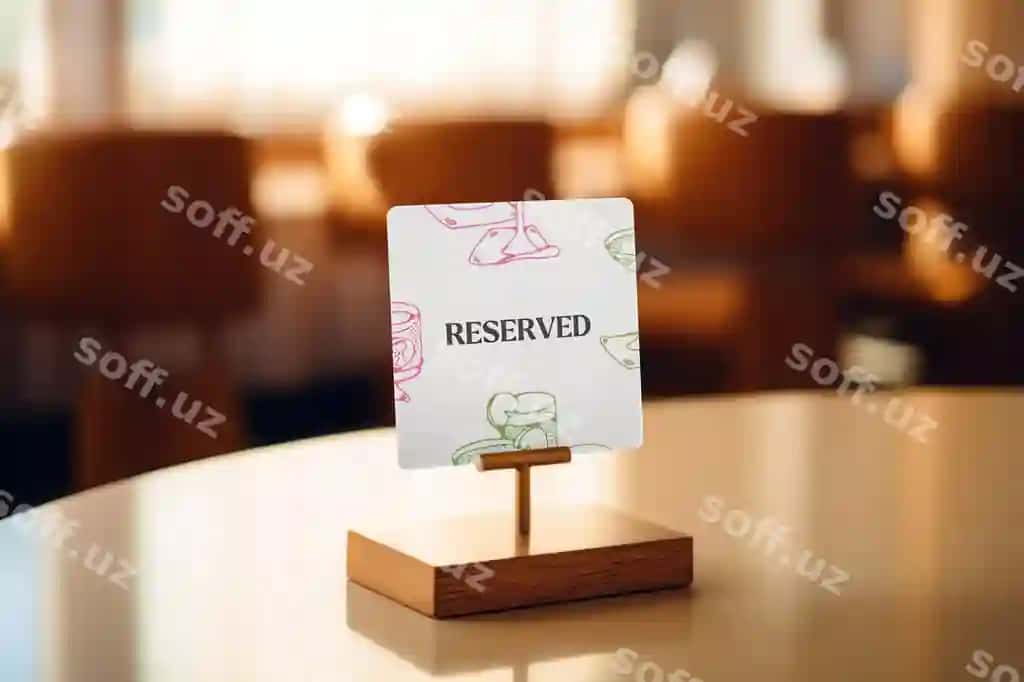 Restoran stol band qilingan belgi namunasi PSD | Restaurant table reserved sign mockup psd