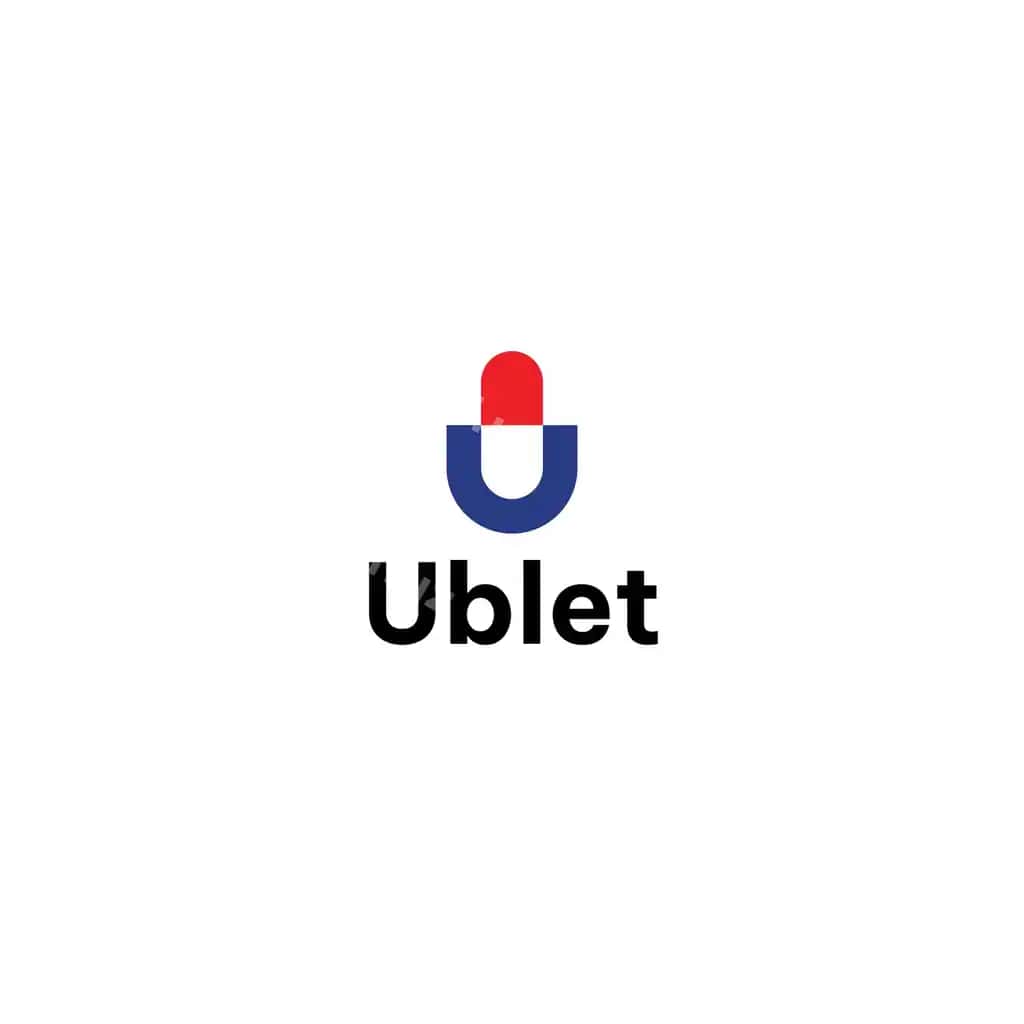 U harfi plus tabletka kapsula logotipi | U letter plus pill capsule logo