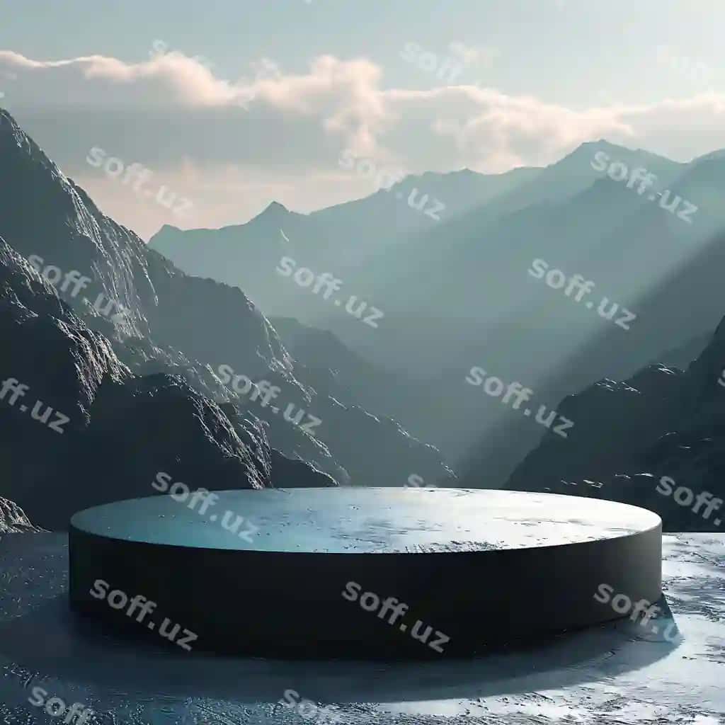 Podium mahsulot dizayni to'pqa orqa fonda | Podium product design mountain background