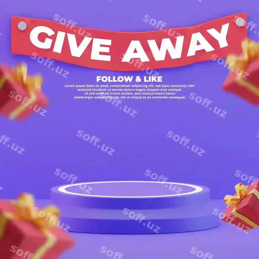 Ijtimoiy tarmoqlardagi sohibga chiqarish musobaqasi reklama posti shabloni | Give away contest social media promotion post template