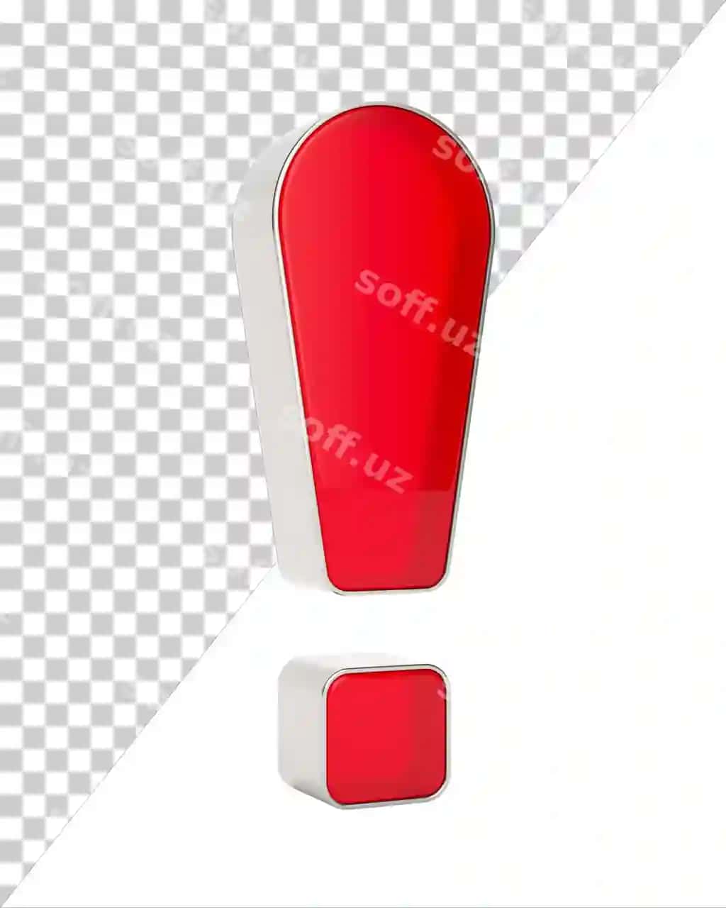 Shisha bosh belgisi oq fonda ajraltirilgan 3D illustratsiya | Glass exclamation point white background isolated 3d illustration