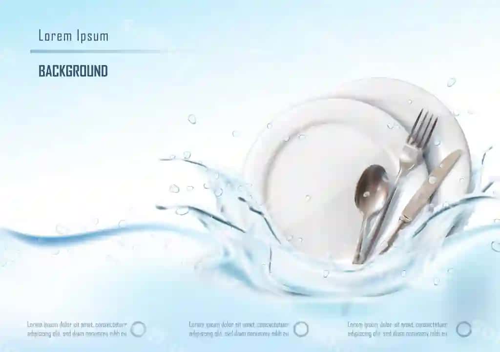 Realistik vektor illustratsiya chilstingni yuvish banner toza oq | Realistic vector illustration washing dishes banner clean white