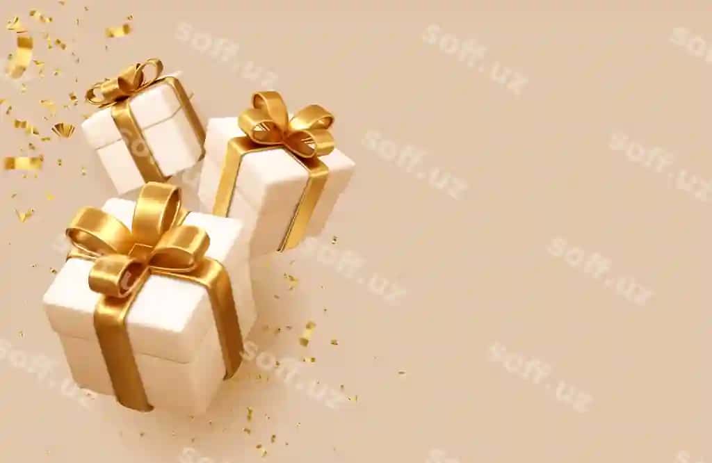 Bej oltin qutilar konfetti sovg'a orqa fonda | Beige gold boxes confetti gift background
