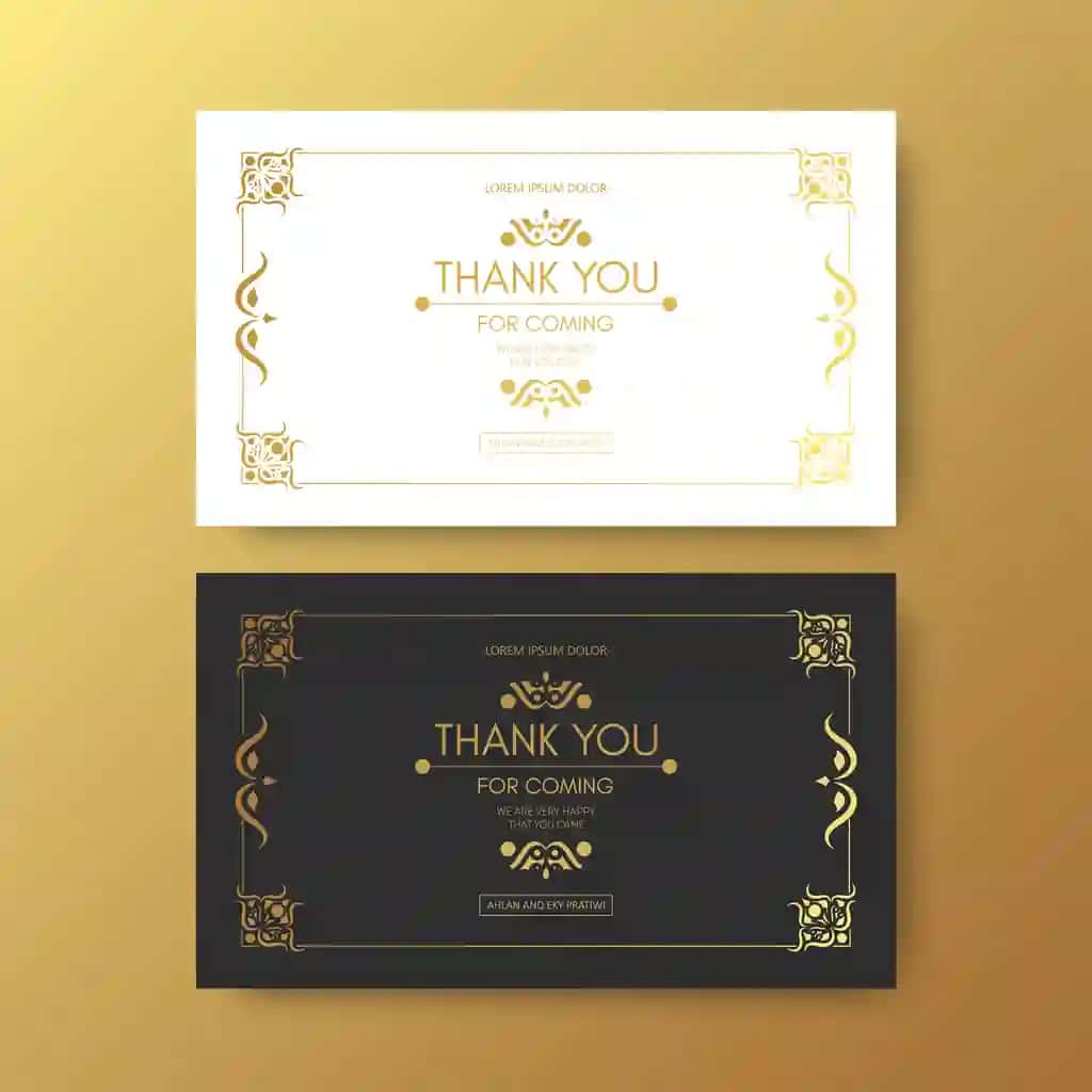 Klassik oltin rahmat to'y kartasi | Classic gold thank you wedding card