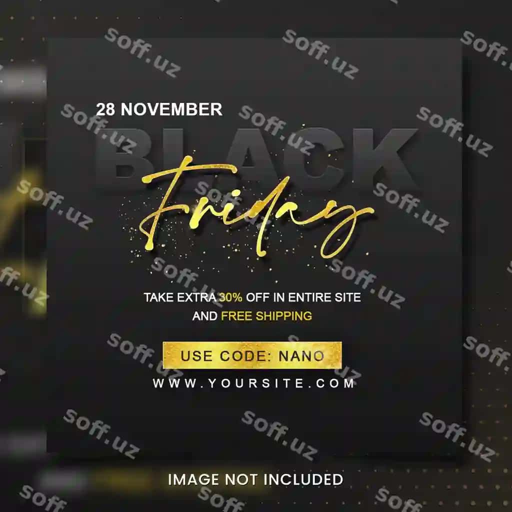 Qora Payshanba aktsiyasi ijtimoiy media baneri | Black friday sale social media banner