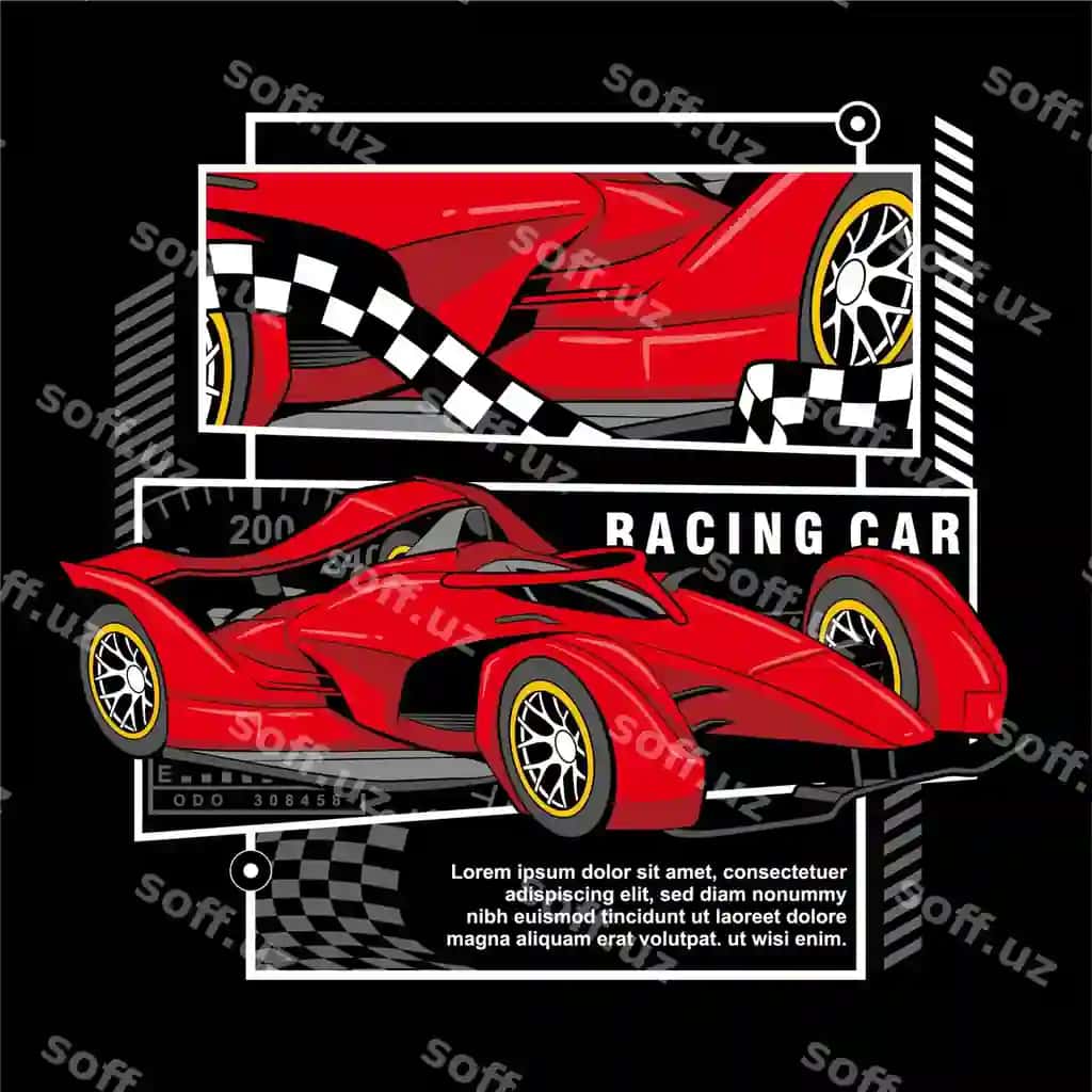 Yarashmachi mashina rangli bayroq vektor dizayni sport mavzusi | Racing car race flag vector design sports theme