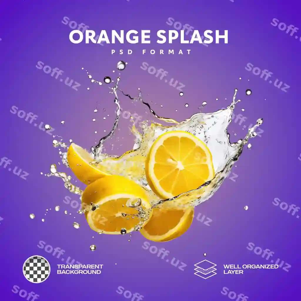 Apelsin shirinligi sovuq shaffof ajraltirilgan orqa fonda psd 06 | Orange juice splash transparent isolated background psd 06