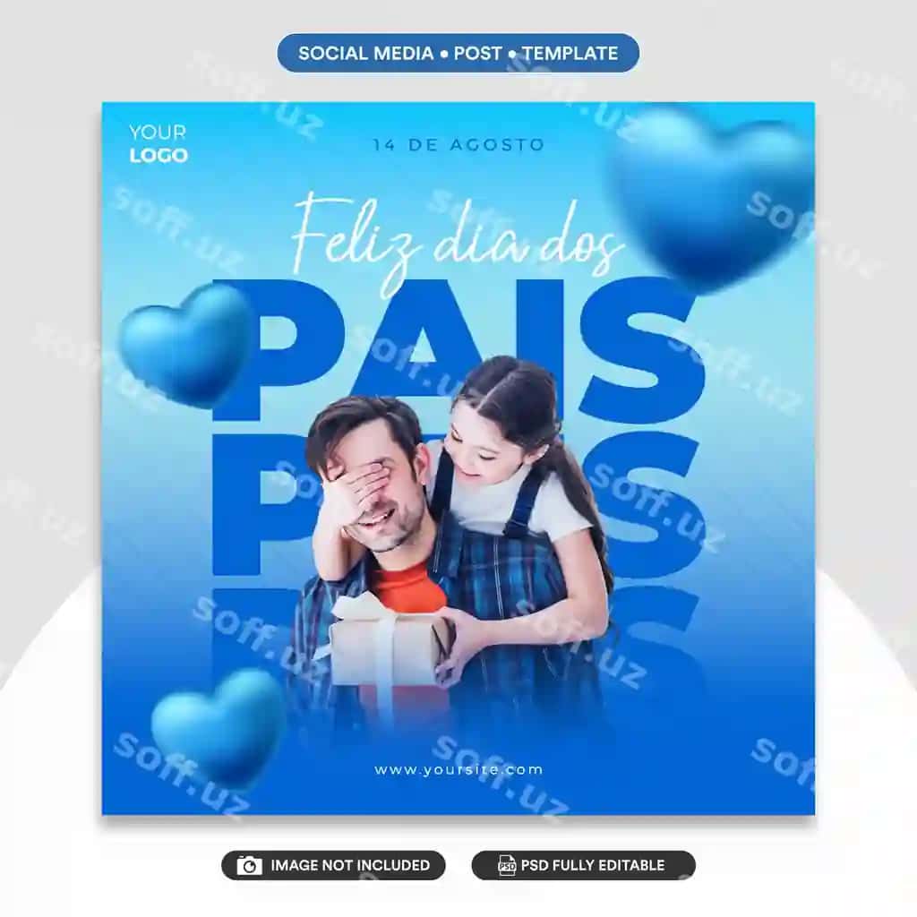 Psd tahrir qilish mumkin bo'lgan baba bayrami uchun ijtimoiy media post shabloni | Psd editable happy father s day social media post template