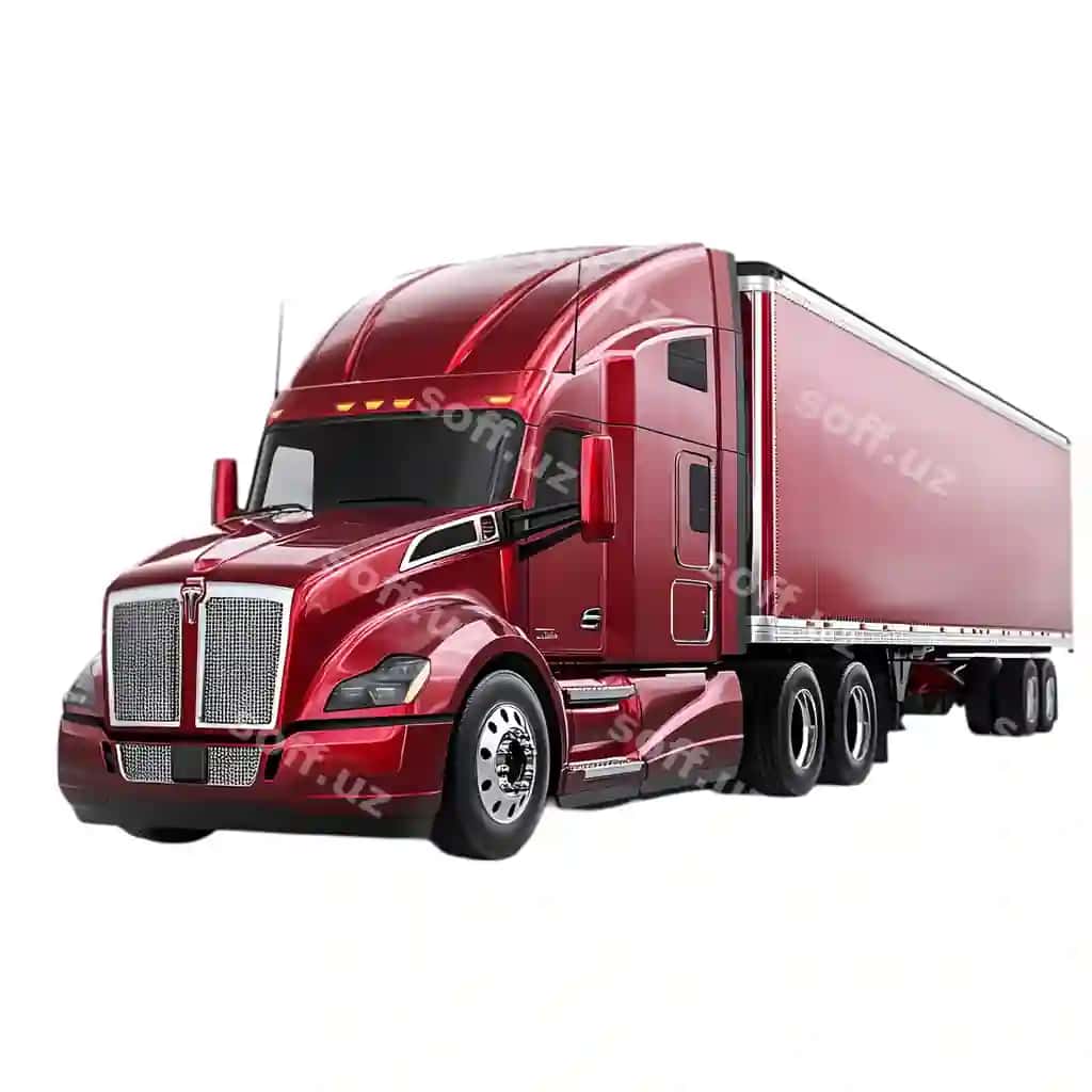 Qizil yarıma yuk avtomobili magistral yo'li | Red semi truck highway