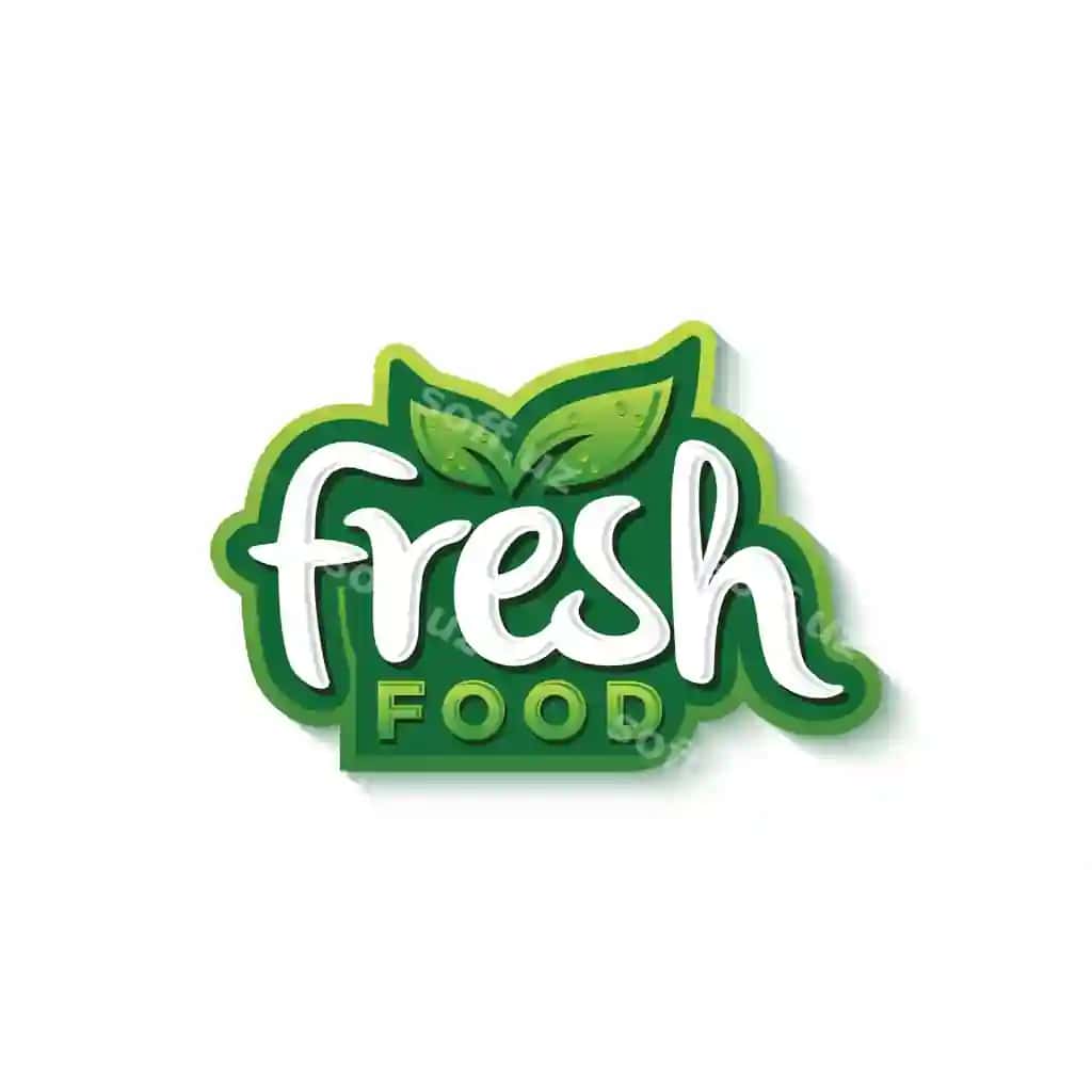 Yangi ovqat tipografiya logo dizayni premium vektor | Fresh food typography logo design premium vector