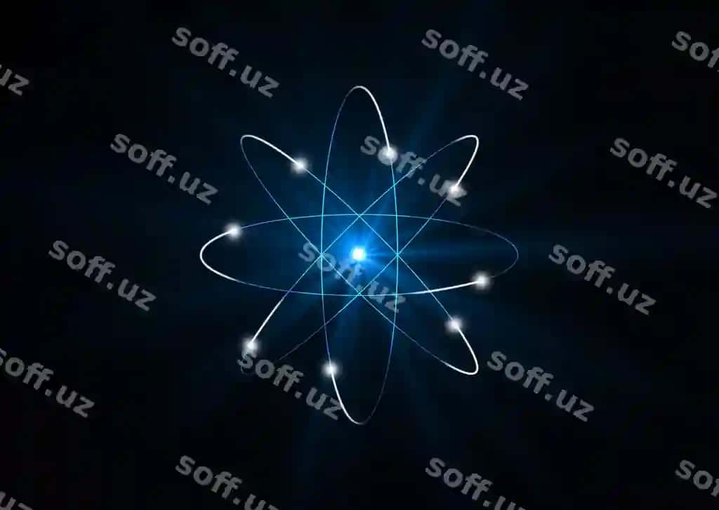 Yaqin tasvir anqariy atom qora fonda | Close up abstract atom against black background