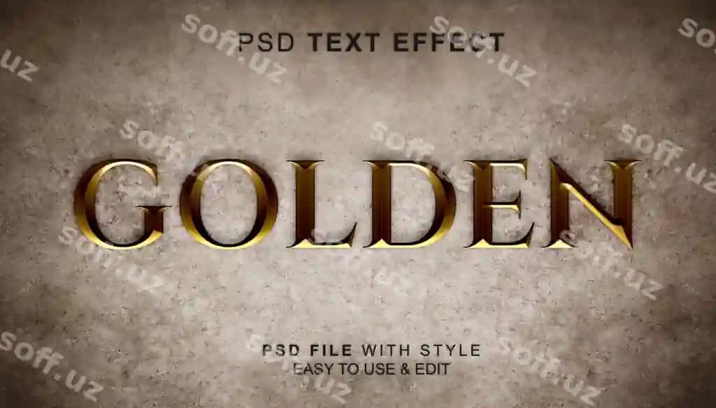 Qadimiy oltin psd matn effekt | Ancient gold psd text effect