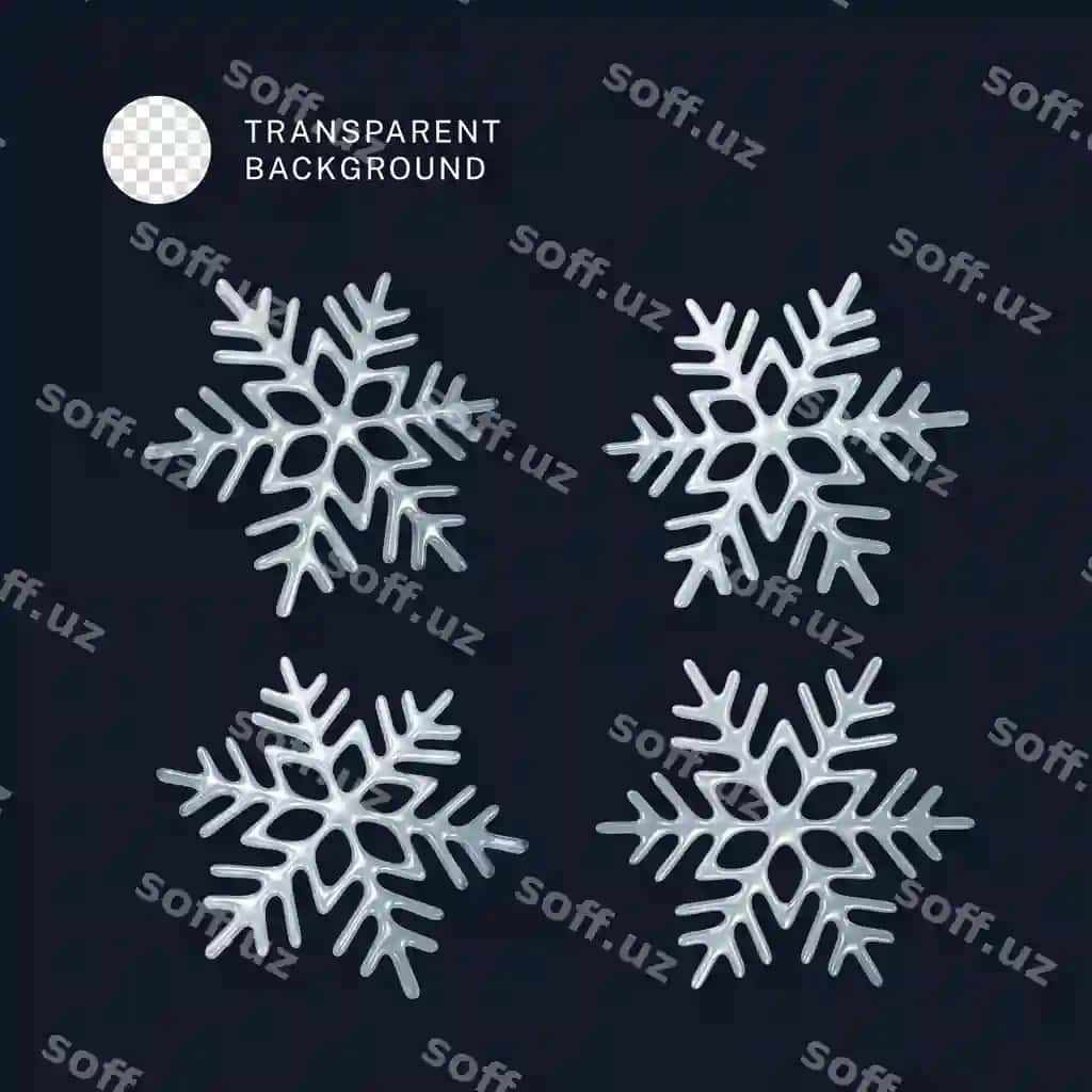 Psd 3d qor mejadani to'plami | Psd 3d snowflake collection