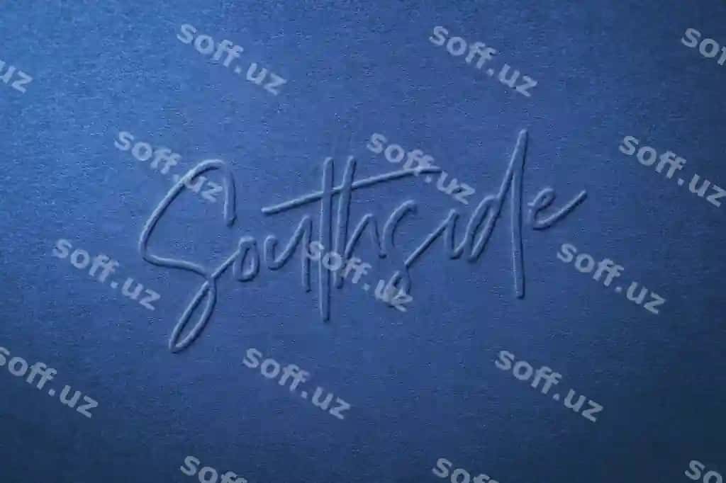Chizilgan logotip mockup ko'k teksturali fondaa | Embossed logo mockup blue textured background