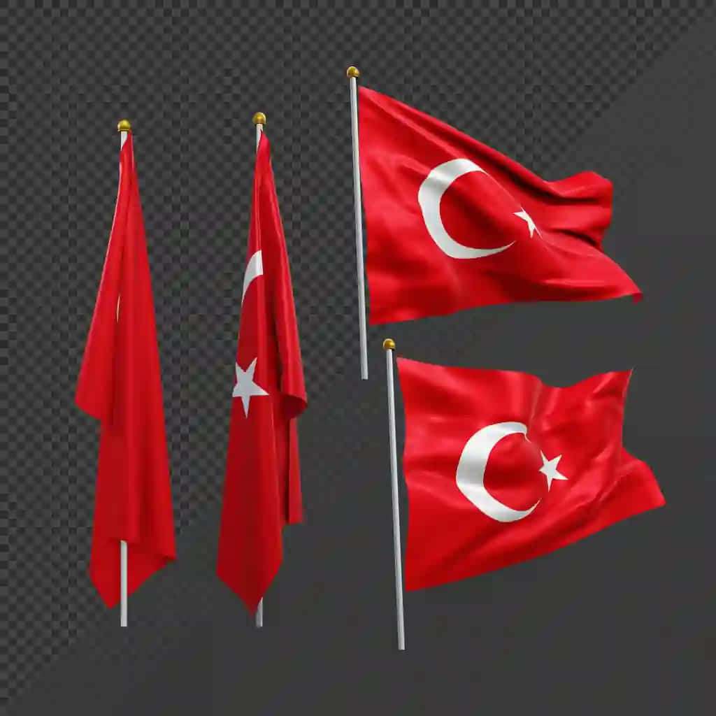 Turkiya Yevropa Osiyo bayrog‘i 3D ko‘rsatmoqda | 3d rendering turkey europe asia flag fluttering no fluttering