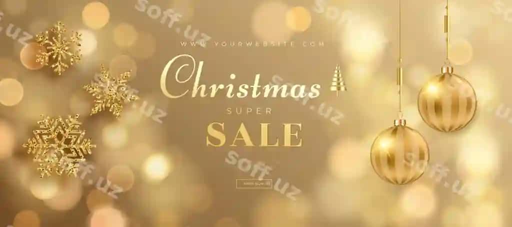 Haqiqiy Rojdestvo Aktsiya Banner Shablon | Realistic christmas sale banner template