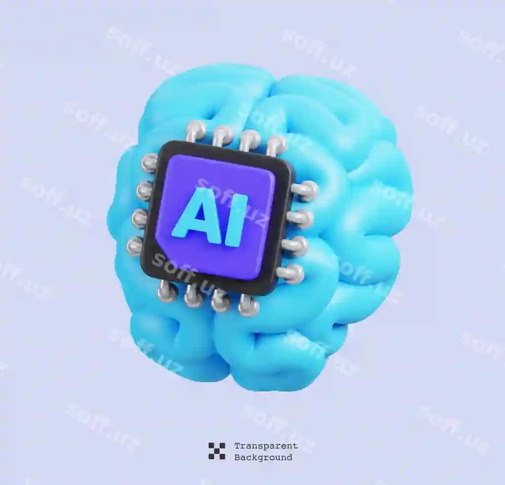 3d insan aqli mikrochip sensor ikonasi ajralgan sun'iy intellekt yordami | 3d human brain microchip sensor icon isolated ai support artificial