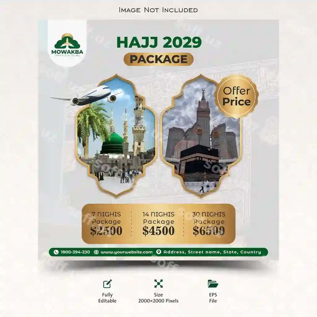 Hajj va Umrah reklama postlari sayohat-tur shabloni Instagram Mekka Islomiy | Hajj umrah ads posts travel tour template instagram mecca islamic
