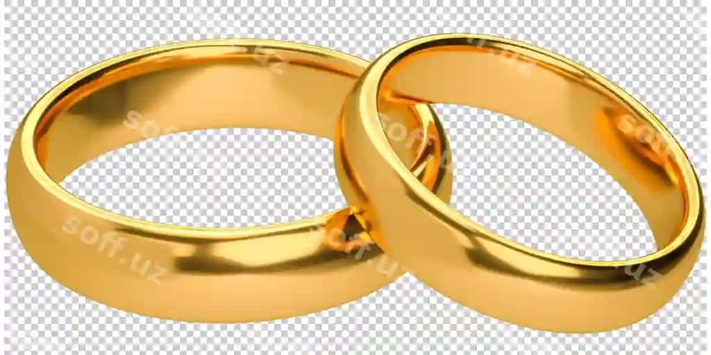 Illustratsiya: ikki tur o'lmaz halqasi ajraltirilgan psd shaffof fonda | Illustration two wedding gold rings isolated psd transparent background