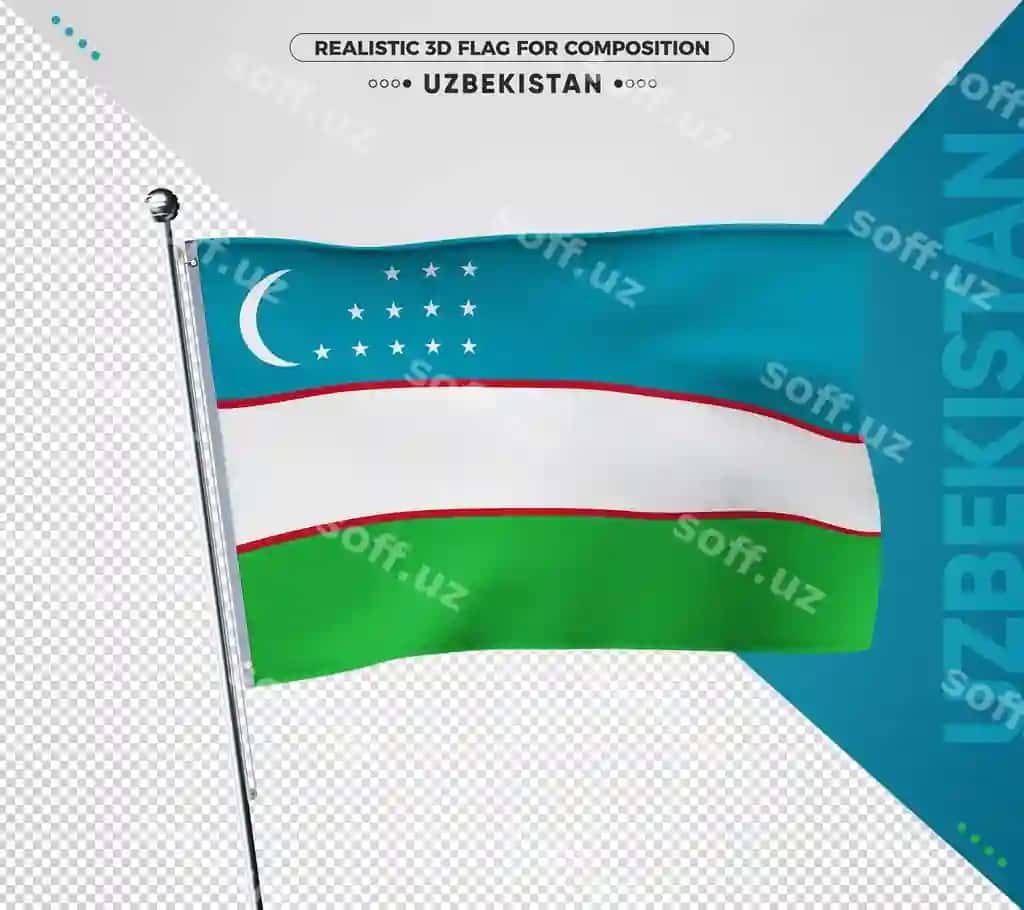 O'zbekiston bayrog'i kompozitsiyasi | Uzbekistan flag composition