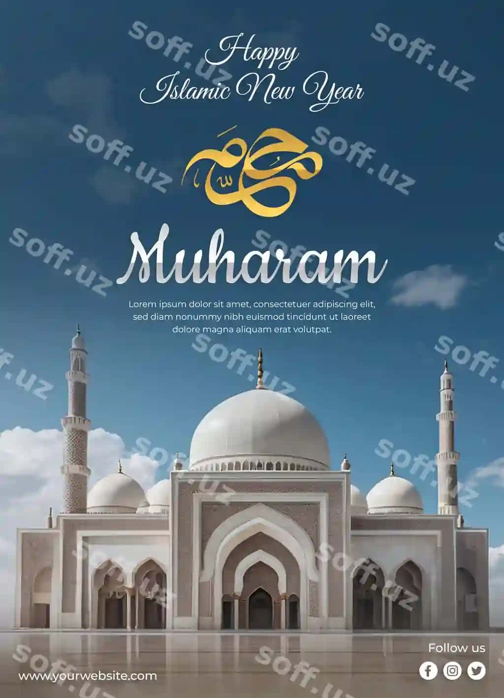 Muharram Islomiy yangi yil poster dizayni | Muharram islamic new year poster design
