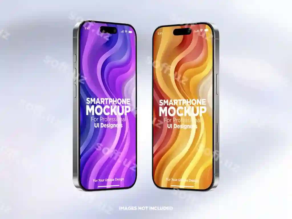 Haqiqiy iPhone 16 Pro Max 3D akilli telefon ekrani mockup shabloni | Realistic iphone 16 pro max 3d smartphone screen mockup template