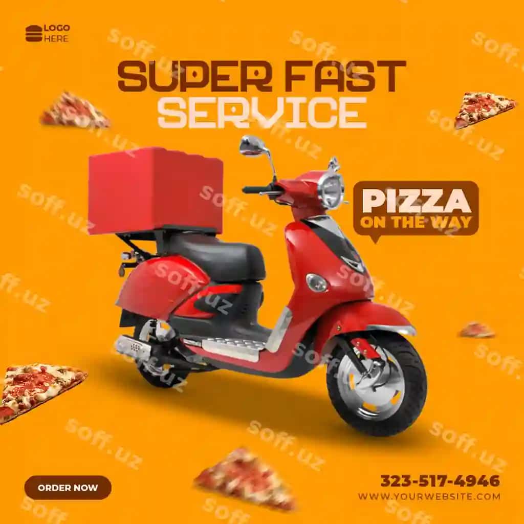 Bepul PSD ovqat yetkazib berish uchun ijtimoiy tarmoq xabari shabloni | Free psd food delivery social media post template