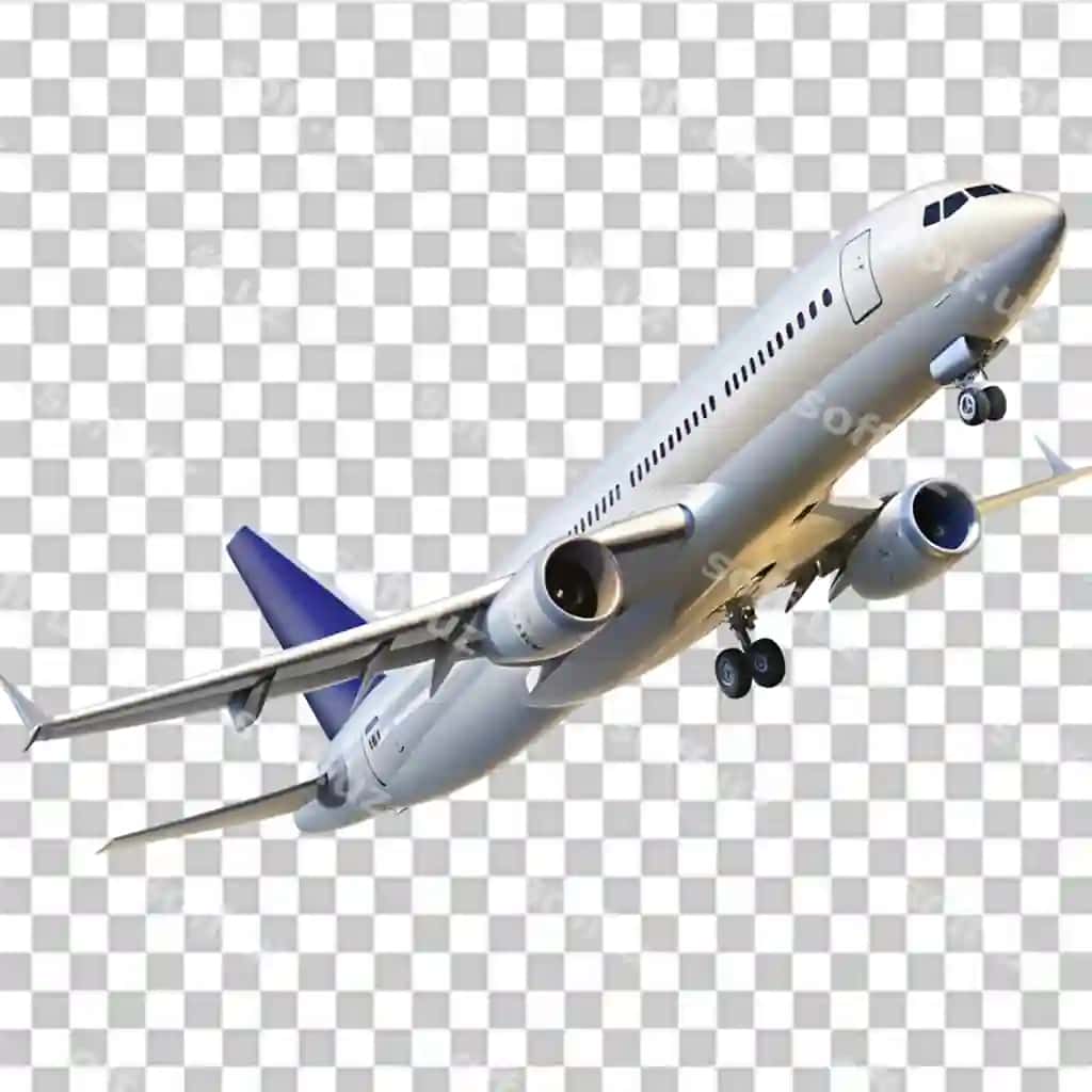 Kommercheskiy samolyot tomon ko'rinish letish 3d obyekt ajraltirilgan shaffof | Commercial airplane side view flight 3d object isolated transparent