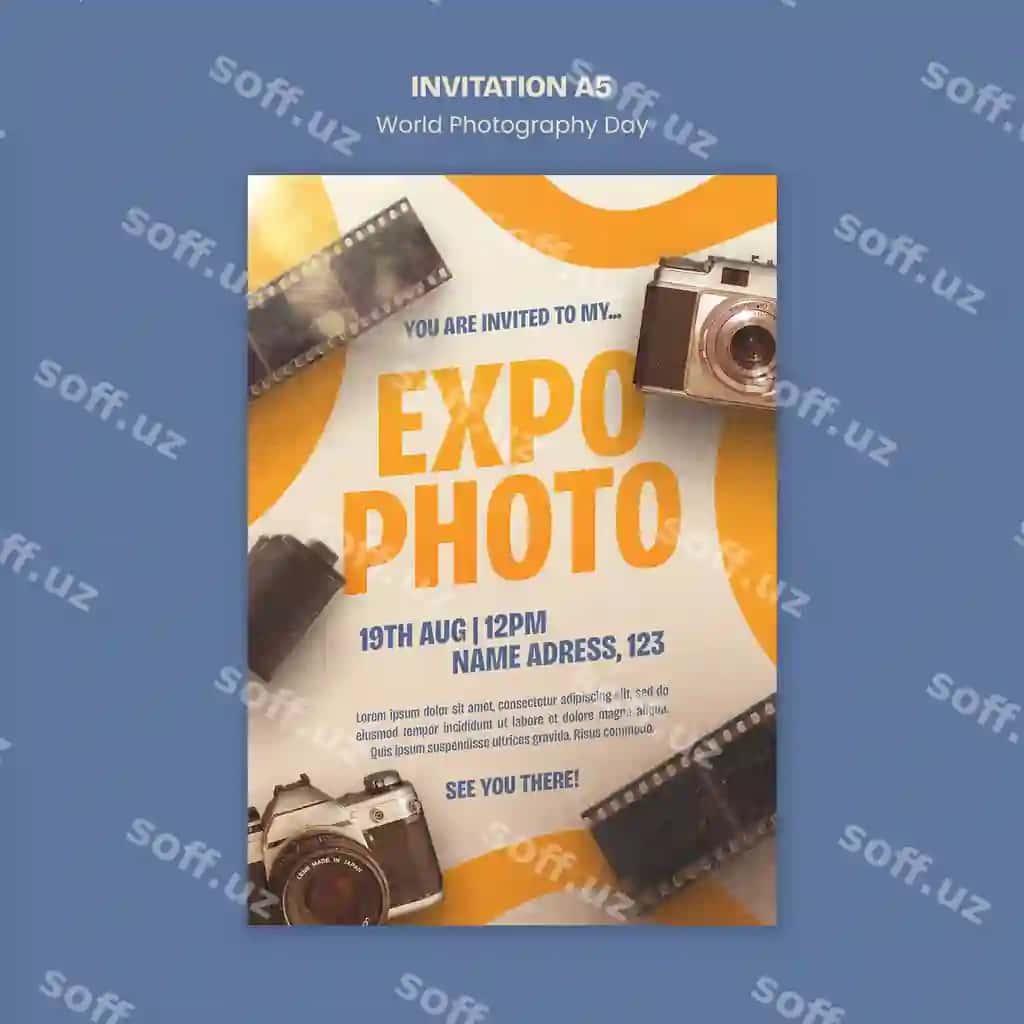 Jahon fotografiya kuni bayram shabloni | World photography day celebration template