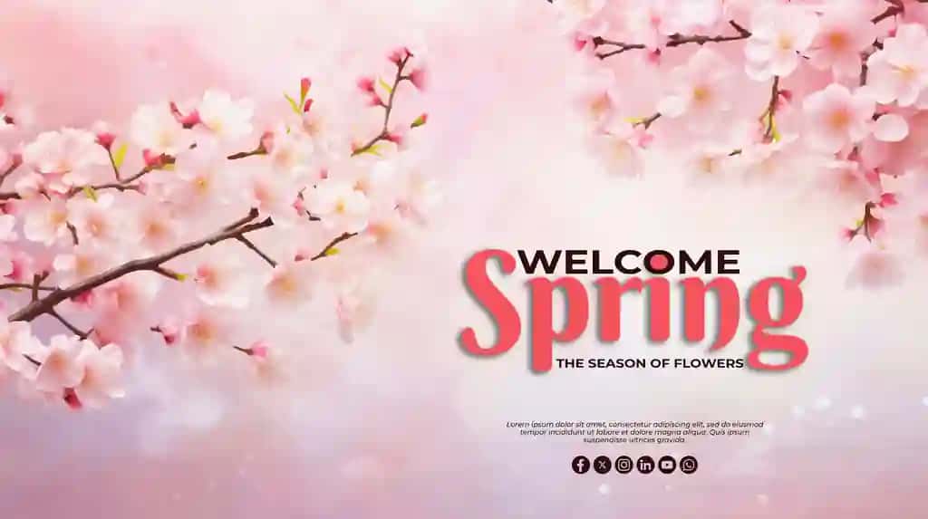 Haqiqiy psd fonli bahorgi maxsus tabriknoma | Spring special greeting card with realistic psd background
