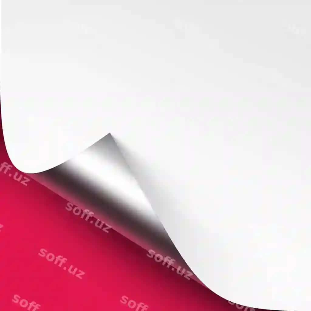 Girmaytgan metalik kumrush burchak oq qog'oz soya bilan yaqin rasm | Curled metalic silver corner white paper with shadow close up