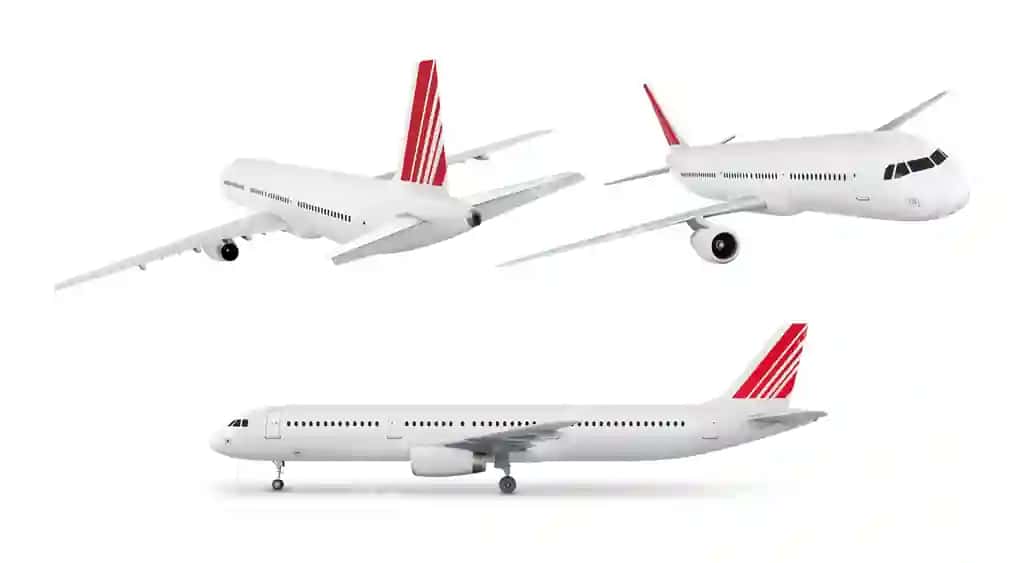 To'plam samolyotlar ajraltirilgan oq fonda realistik vektor illustratsiya | Set airplanes isolated white background vector realistic illustration