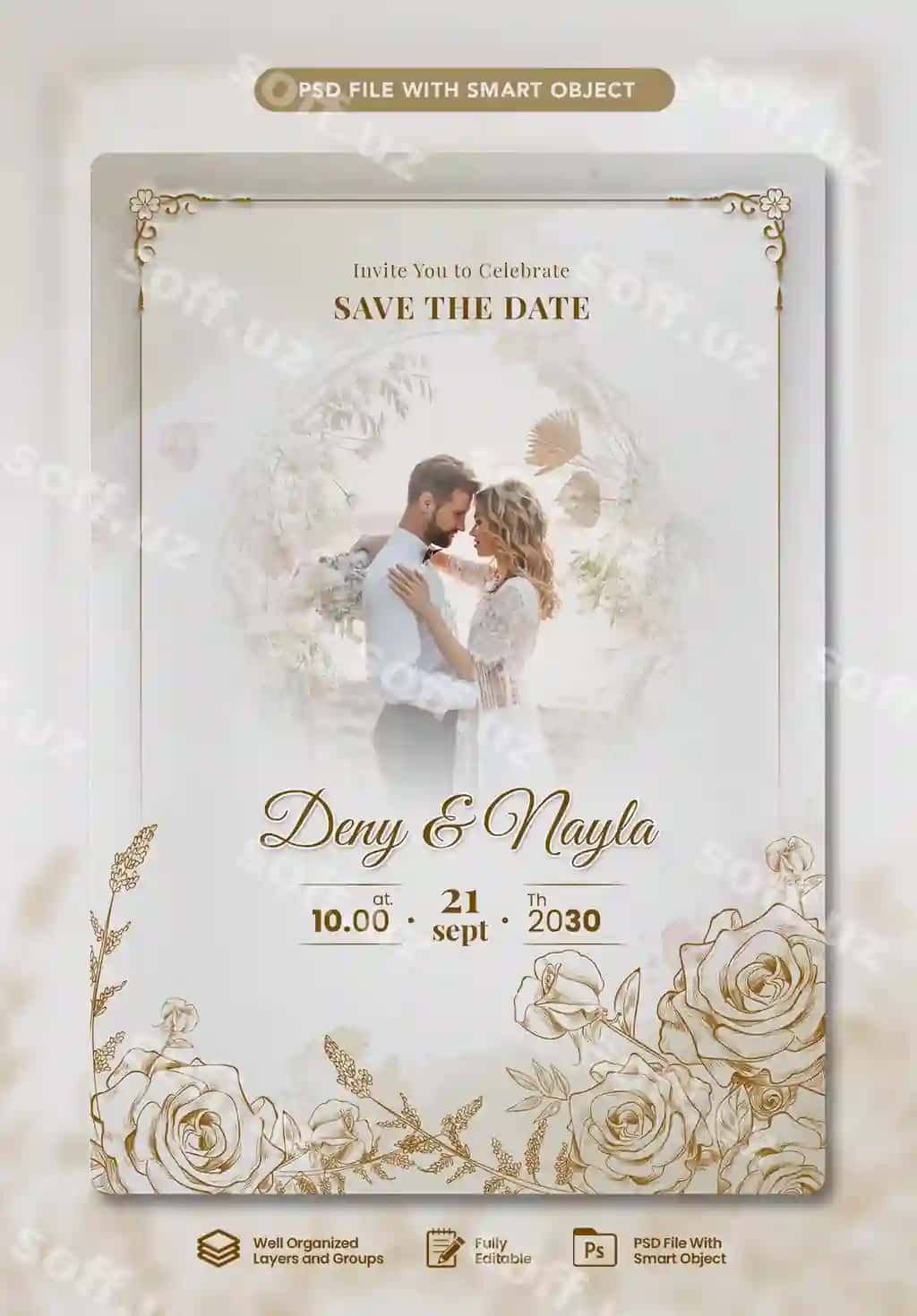 Nikoh chaqiruv kartochkasi shablon dizayni | Wedding invitation card template design