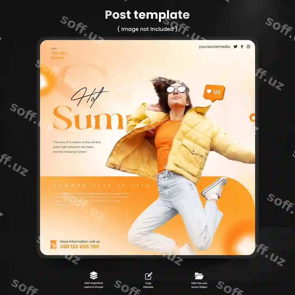 Yoz xaridi ijtimoiy tarmoqlar banneri plakati | Summer shopping social media banner poster