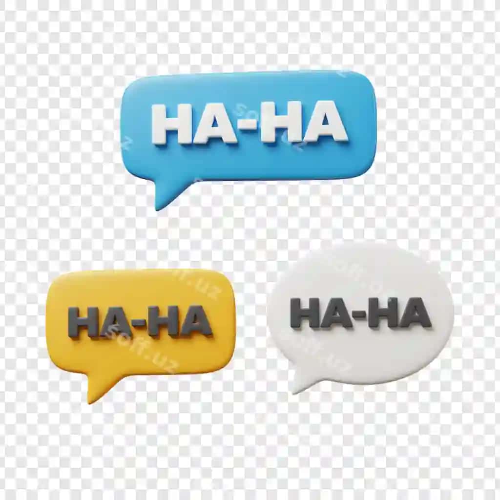 Uch o'lchovli haha kulgulari so'z qutilari shaffof fonda | 3d haha laughter speech bubbles transparent background