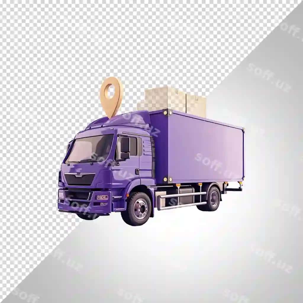 Yetkazib beruvchi avtomobil yuk avtomobili ekspress pin bilan joylashuvchi Stackon shaffof | Delivery car truck express with pin location stackon transparent