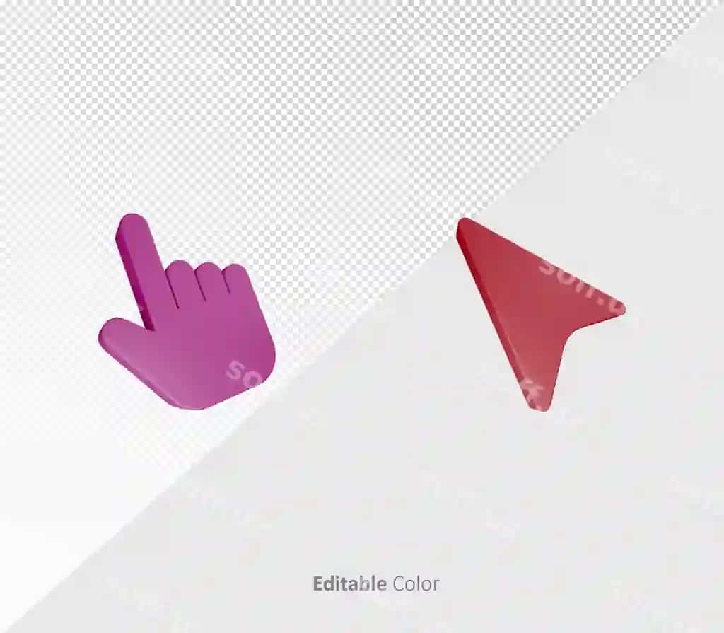 3d kursor ko'rsatgich ramzasi ikon psd shabloni tahrirlangan rang bilan | 3d cursor pointer symbol icon psd template with editable color