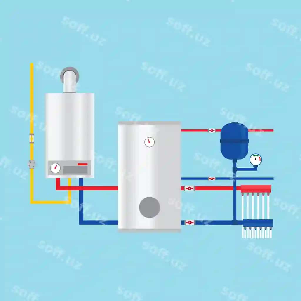 Gaz boiler kottedj vektor gaz boiler kottedj chizmasi gaz boiler | Gas boiler cottage vector gas boiler cottage drawing gas boiler
