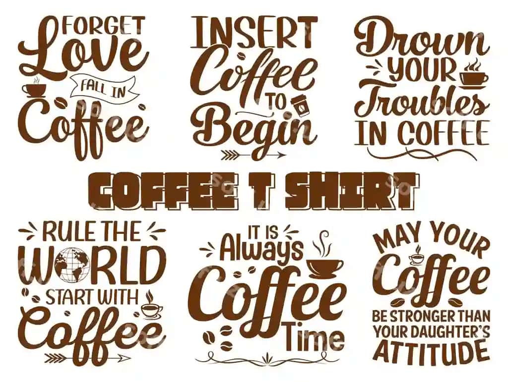 Matbaa kofe tirnoqli krujka futbolkasini o'rnating | Set typography coffee quotes mug t shirt
