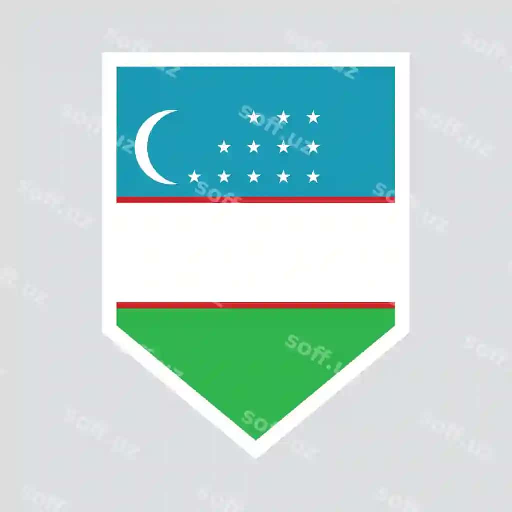 Uzbekiston bayrogʻi himoya shakli ramkasi | Uzbekistan flag shield shape frame