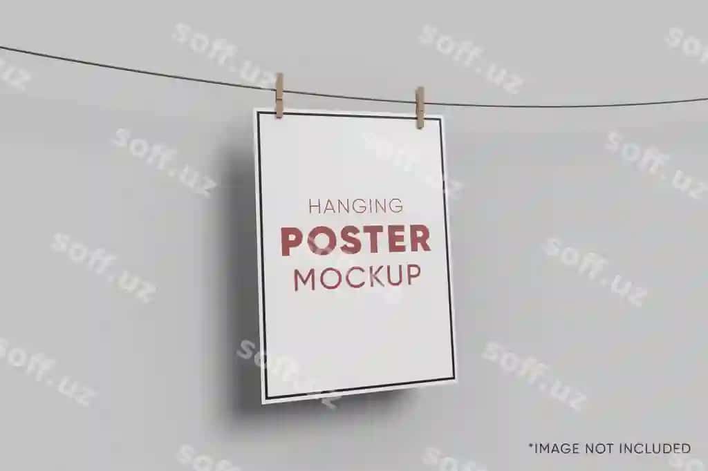 Poster mockupni ashirish | Hanging poster mockup