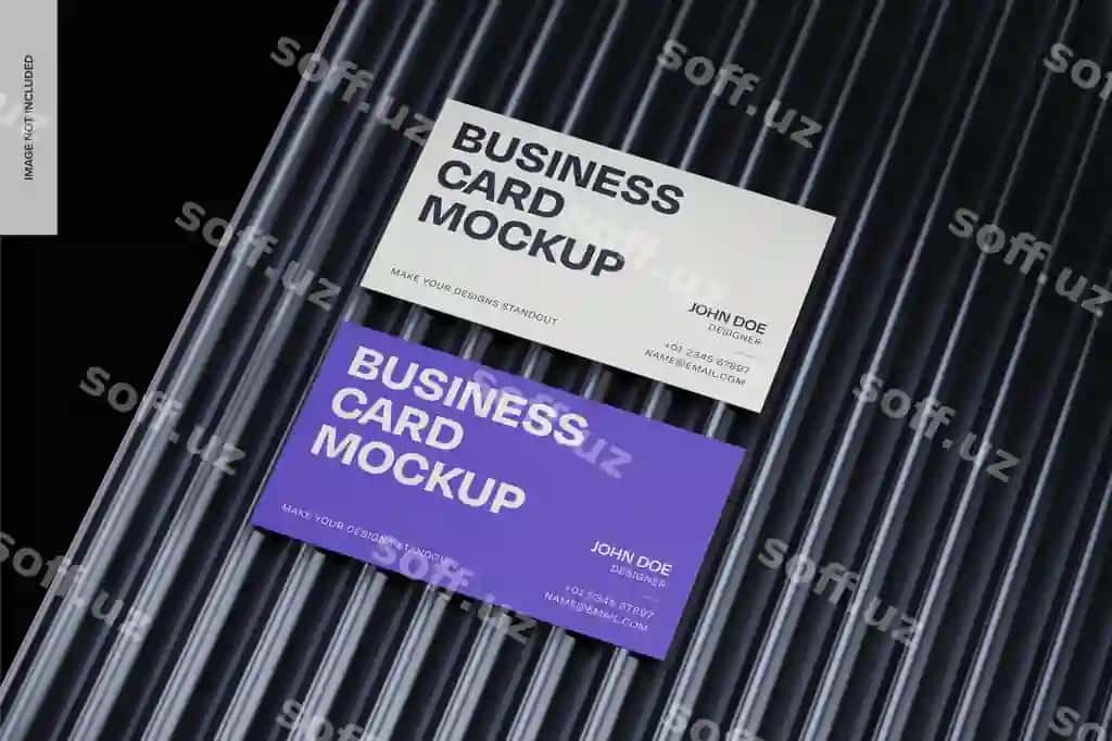 Gorizontal zamonaviy biznes kartochkalar namuna perspektivasi | Landscape modern presentation cards mockup perspective