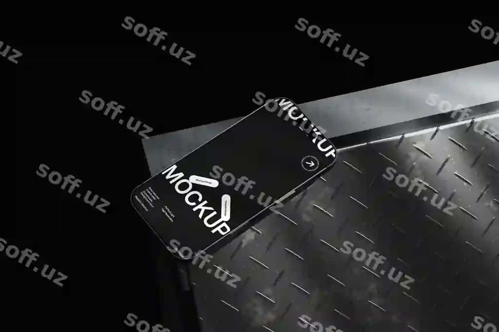 Chiroyli metal yuzli telefon namunasi | Sleek metal surface phone mockup