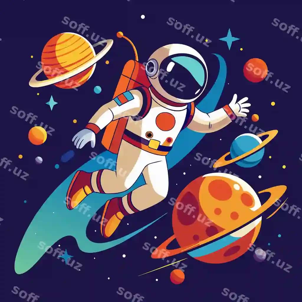 Astronaut fazada ajoyib planeta bilan faza tadqiqoti vektori | Astronaut space with planet stunning space exploration vector