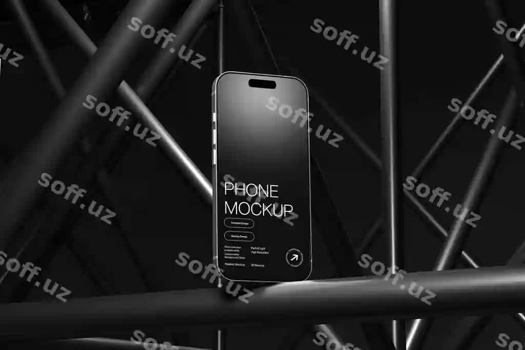 Zamonaviy tuzilishli akilliq telefon mockup ekran | Modern structural smartphone mockup display