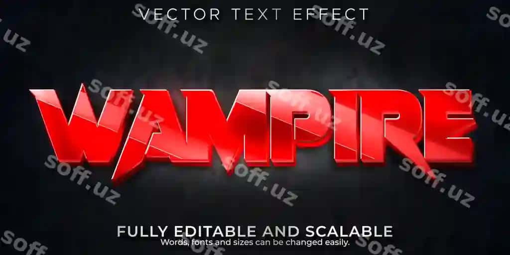 Vampir qon matn effekti tahrirlanadigan qizil qo'rqinchli matn uslubi | Vampire blood text effect editable red horror text style